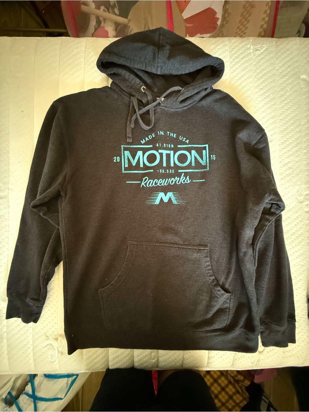 Motion Raceworks Black Hoodie With Teal Logo
